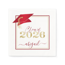 Studenten 2025 Faux Metallic Red Guld-skript