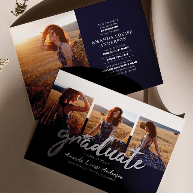 Studenten 2025 Foto Collage Navy-meddelande (Skapare uppladdad)