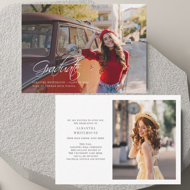 Studenten 2025 Foto Grad-meddelande Anteckningskort (Graduation 2025 Photo Grad Announcement)