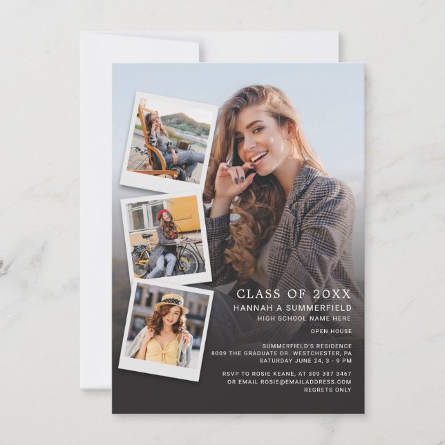 Studenten 2025 Foton Modern Grad Party Inbjudningar (Framsida)