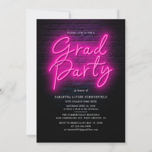 Studenten 2025 Foton Rosa Neon Student Party Inbjudningar