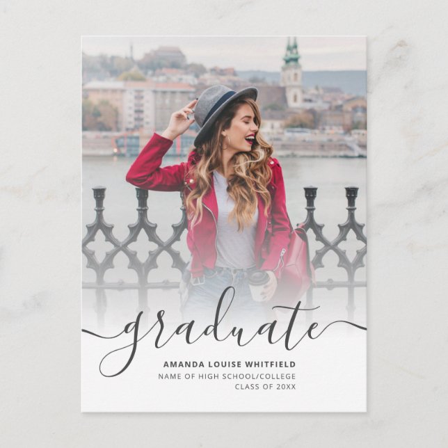 Studenten 2025 Grad Fotomeddelande Inbjudan Vykort (Framsida)