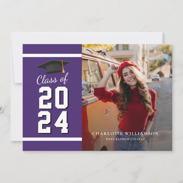 Studenten 2025 Grad Photo Lila and White Meddelande (Framsida)