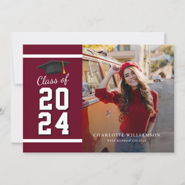 Studenten 2025 Grad Photos Burgundy Student Meddelande (Framsida)