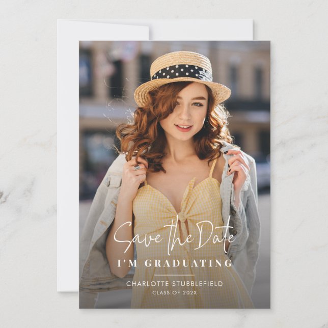 Studenten 2025 Grad Photos Spara datum Meddelande (Framsida)