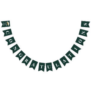 Studenten 2025 Grattis Grad Grönt Vimplar