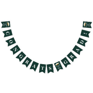 Studenten 2025 Gratulerar Grad Grönt and White Vimplar