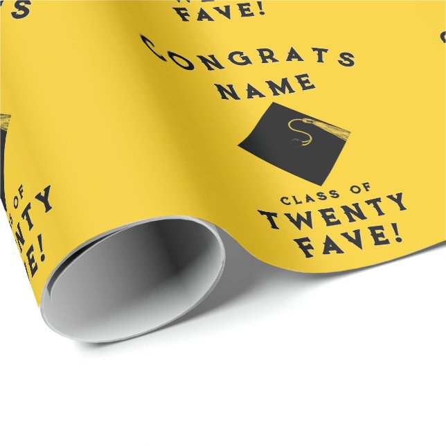 Studenten 2025 Gult Gift Presentpapper (Rullad Hörn)