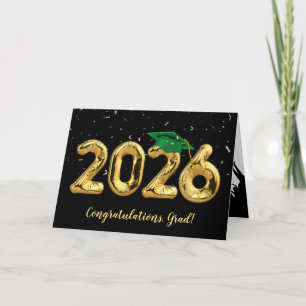 Studenten 2025 med Grönt och konfetti Kort