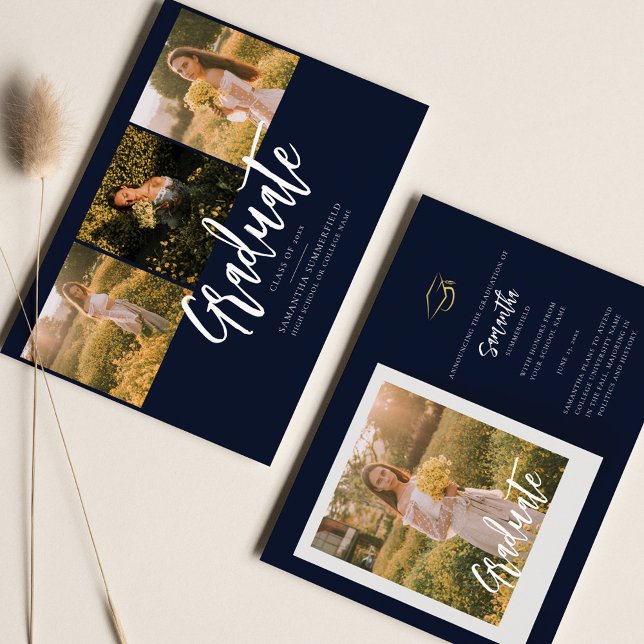 Studenten 2025 - meddelande om fotokollage (Graduation 2024 Announcement with 4 Photo Collage)