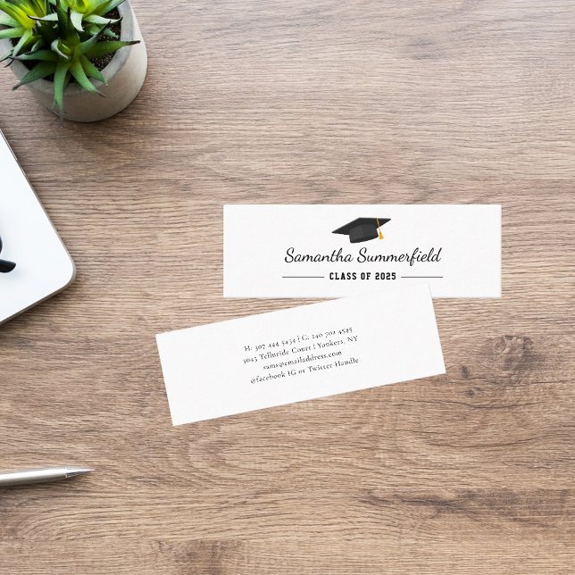 Studenten 2025 Modern Namn Mini Visitkort (Graduation 2025 Red Grad Cap Mini Calling Card)