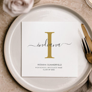 Studenten 2025 Monogram Namn Grad Party Papper Pappersservett