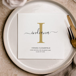 Studenten 2025 Monogram Namn Script Grad Party Pappersservett