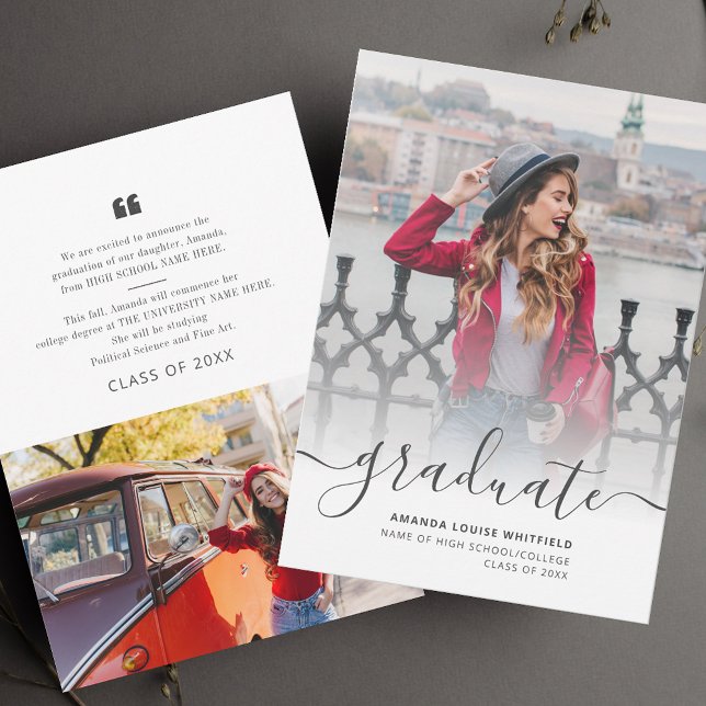 Studenten 2025 Multi Photo Script Grad Meddelande (Graduation 2025 Multi Photo Script Grad Announcement)