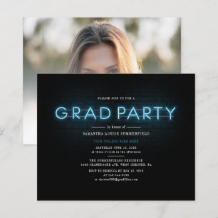 Studenten 2025 Neon Grad-inbjudan till fotoparti