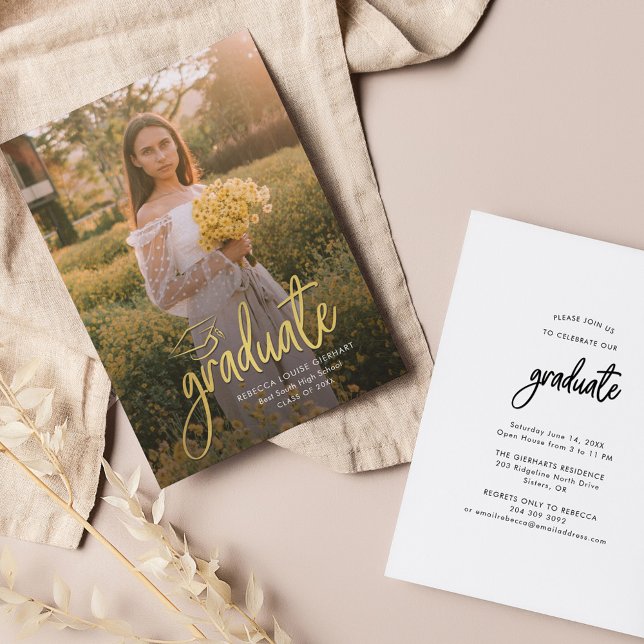 Studenten 2025 Open House Grad Photo Party Tilläggskort (Graduation 2024 Script Grad Photo Party Invitation)