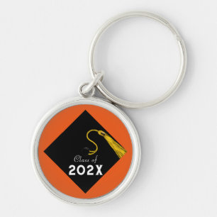 Studenten 2025 Orange Keepsaké Rund Silverfärgad Nyckelring