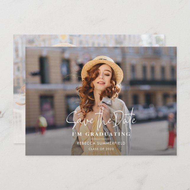 Studenten 2025 Party Spara datum meddelande (Fram/baksida)