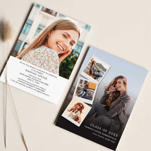 Studenten 2025 Photo Collage Modern Meddelande (Graduation 2024 Multi Photo Typography 5 Photos Announcement Card)