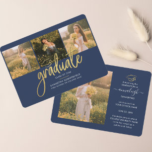 Studenten 2025 Photo Collage Navy Blue Student Meddelande