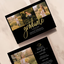 Studenten 2025 Photo Collage Script Black Guld