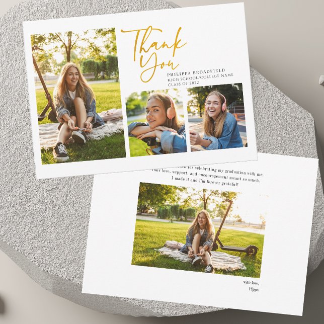 Studenten 2025 Photo Collage Script Student Tack Kort (Graduation 2025 Photo Collage Script Graduate Thank You Card)