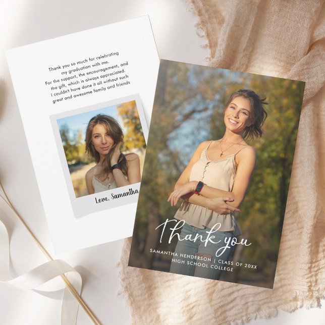 Studenten 2025 Photo Grad - tackkort Tack Kort (Graduation 2025 Photo Grad Thank You Card)