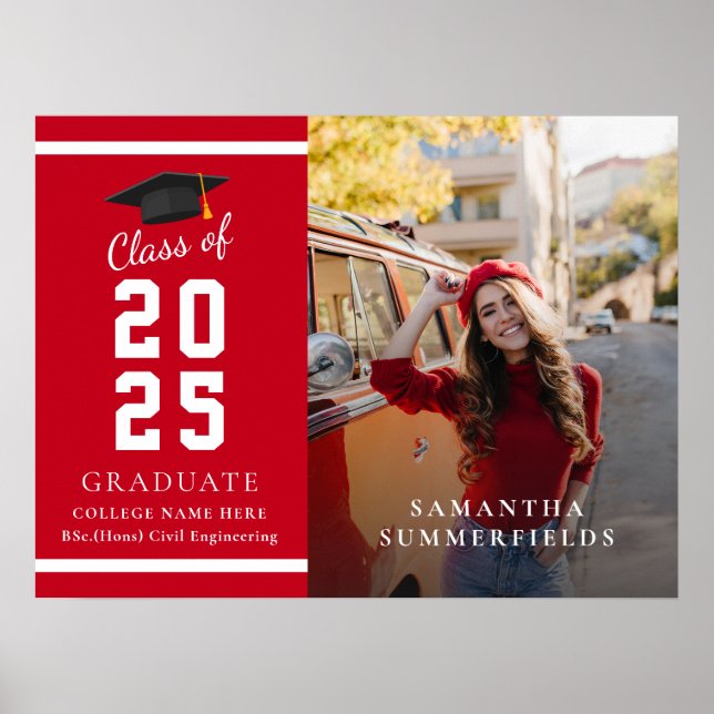 Studenten 2025 Photo Modern Grad Party Poster (Framsidan)