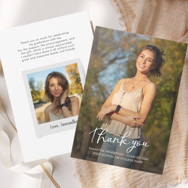 Studenten 2025 Photo Script Student Tack Kort (Graduation 2025 Photo Script Graduate Thank You Card)