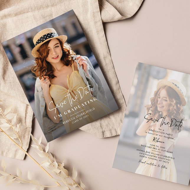 Studenten 2025 Photo Spara datum meddelande (Graduation Save the Date Photo Announcement)