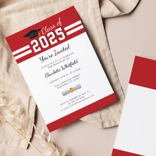 Studenten 2025 Red White Gard Party Inbjudningar