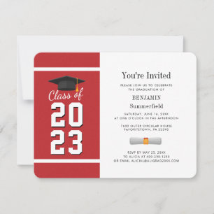Studenten 2025 Red White Grad Party Inbjudningar