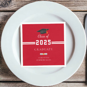 Studenten 2025 Röda vita Student Party Papper Pappersservett