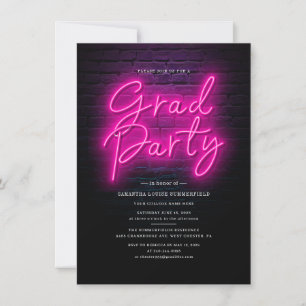 Studenten 2025 Rosa Neon Grad Party Inbjudningar