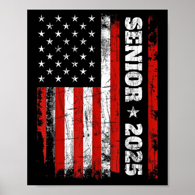 Studenten 2025 Shirt Design with US Flagga Senior  Poster (Framsidan)