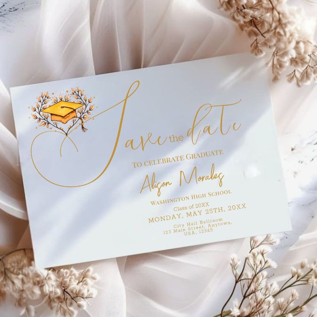 Studenten 2025 Spara datumet Guld-tak (Skapare uppladdad)