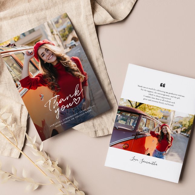 Studenten 2025 Student Foton Tack Anteckningskort (Graduation 2025 Graduate Photos Thank You Note Card)