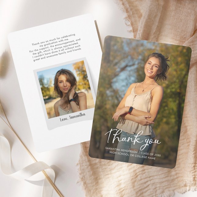 Studenten 2025 Student Photo Grad Tack Kort (Graduation 2025 Graduate Photo Grad Thank You Card)
