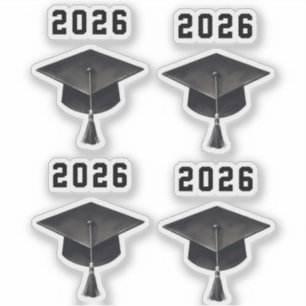 Studenten 2025 svartvit kapsyl med 4 klistermärken