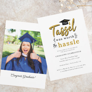 Studenten 2025 Tassel Worth Hassle Party Inbjudningar