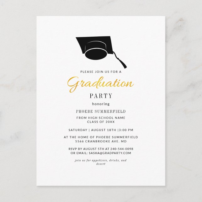 Studenten 2025 Typografi Grad Party Inbjudan Vykort (Framsida)