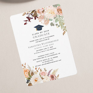 Studenten 2025 Watercolor Blommigt Grad Party Inbjudningar
