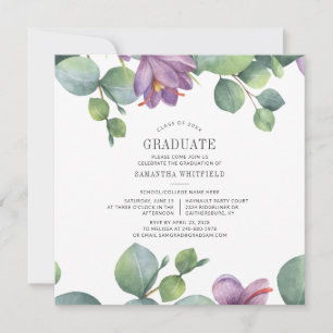 Studenten 2025 Watercolor Eucalyptus Party Inbjudningar