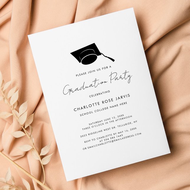 Studenten 2026 Elegant Grad Party Inbjudningar (Graduation Party Minimalist Script Invitation)