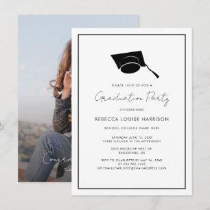 Studenten 2026 Photo Elegant Script Grad Party Inbjudningar