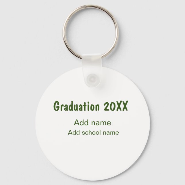 Studenten 20XX - lägg till namn-grönt, modernt Nyckelring (Framsida)