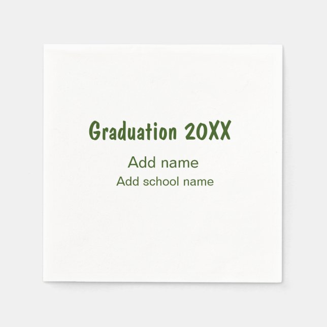 Studenten 20XX - lägg till namn-grönt, modernt Pappersservett (Framsidan)