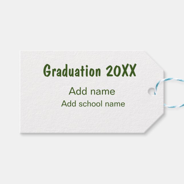 Studenten 20XX - lägg till namn-grönt, modernt Presentetikett (Framsidan (Horisontell))