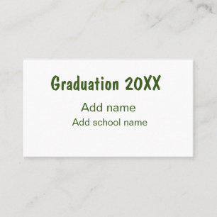 Studenten 20XX - lägg till namn-grönt, modernt Visitkort