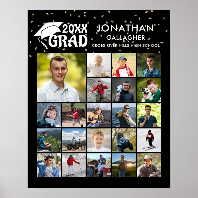 Studenten 22 Photo Collage GRAD Black White Poster (Framsidan)